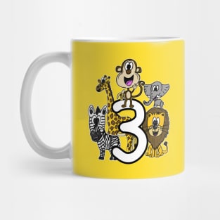 Safari Zoo Animals 3 Year Old 3rd Birthday Mug